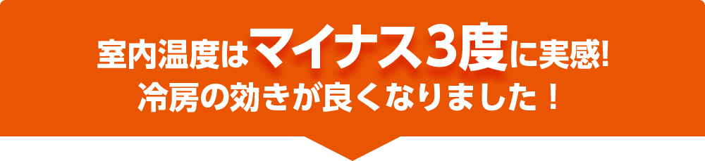 室内温度はマイナス3度に実感!冷房の効きが良くなりました！