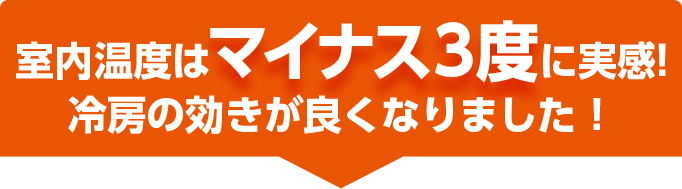 室内温度はマイナス3度に実感!冷房の効きが良くなりました！
